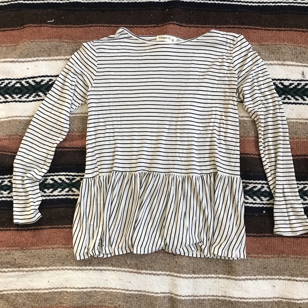 Striped ruffle shirt